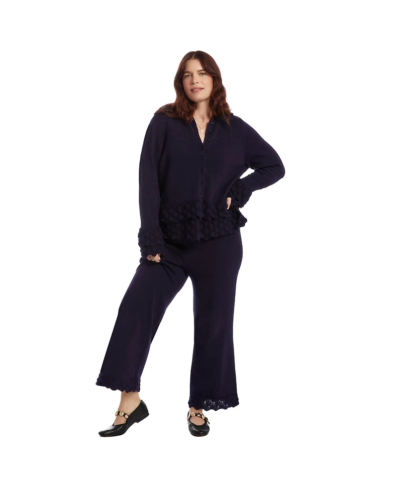 June & Vie Women's Ruffled Peplum Cardigan Sweater