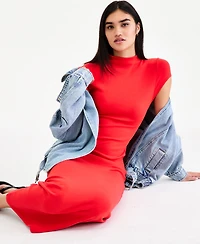 Bar Iii Women's Cap-Sleeve Mock-Neck Midi Dress, Exclusively at Macy's