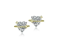 Rachel Glauber Heart Cz & Star Stud Earrings