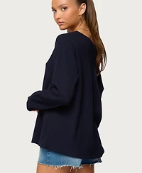 Edikted Women's Damari Off Shoulder Oversized Waffle Top