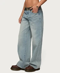 Edikted Women's Camo Waist Low Rise Baggy Jeans