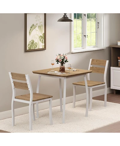 gaomon 3Pcs Dining Table Set for 2, Small Kitchen Table Set with 2 Upholstered Chairs and Metal Frame & Wood Tabletop, Apartment, Home Kitchen