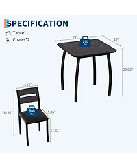 gaomon 3Pcs Dining Table Set for 2, Small Kitchen Table Set with 2 Upholstered Chairs and Metal Frame & Wood Tabletop, Apartment, Home Kitchen
