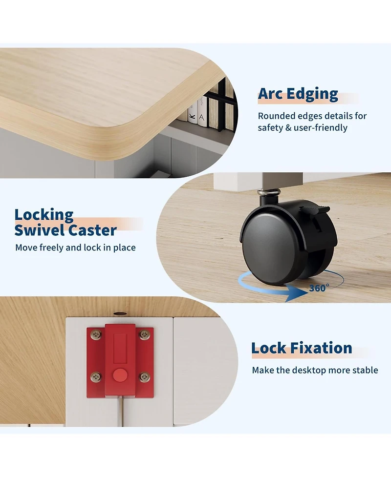 gaomon Space Saving Folding Dining Table with Storage - Kitchen Table with 6 Wheels, Drawer & Shelves, Compact Dining Table for Small Spaces