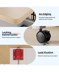 gaomon Space Saving Folding Dining Table with Storage - Kitchen Table with 6 Wheels, Drawer & Shelves, Compact Dining Table for Small Spaces