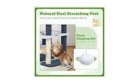Aostirmotor 2-in-1 Pet Steps & Activity Center for Elderly Cats and Small Dogs, 4-Level Stairs with Scratching Post
