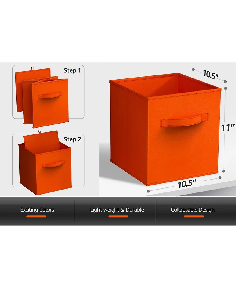 Sorbus 6 Pack 11 Inch Foldable Storage Cubes with Handles- for Organizing Home, Shelves, Nursery, Playroom, Closet and More