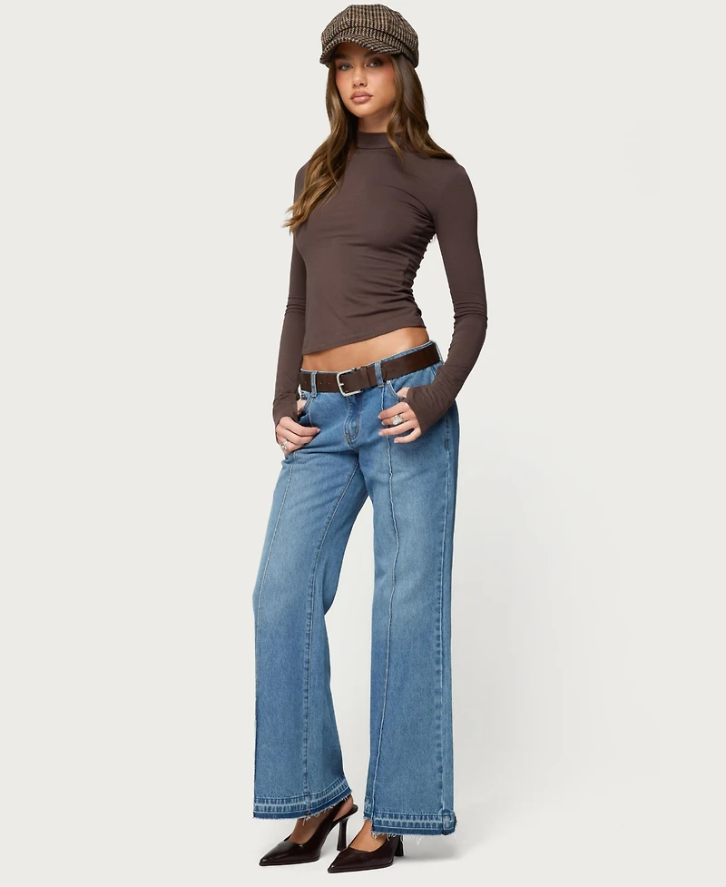 Edikted Women's Binta Mock Neck Long Sleeve Top