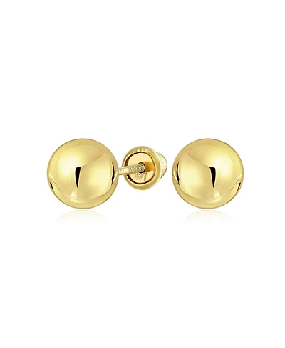 Bling Jewelry Classic Yellow 14K Gold Ball Stud Earrings Safety Screw Back 6MM