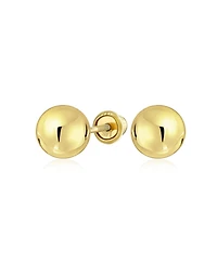 Bling Jewelry Classic Yellow 14K Gold Ball Stud Earrings Safety Screw Back 6MM