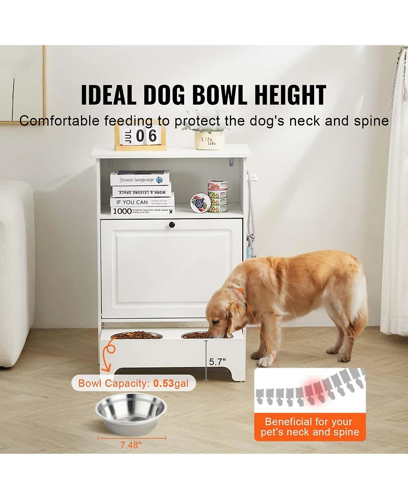 Aostirmotor All-in-One Pet Feeding Station: Elevated Dog Bowls & Storage Cabinet for Food and Toys