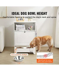 Aostirmotor All-in-One Pet Feeding Station: Elevated Dog Bowls & Storage Cabinet for Food and Toys