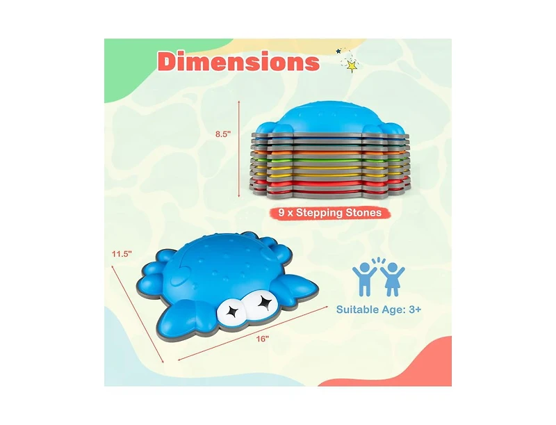 Slickblue 9-Piece Toddler Stepping Stones Non-Slip Balance Play Set