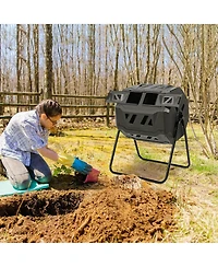 Costway Tumbling Composter 40 Gallon Garden Rotating Compost Bin w/Dual Chamber