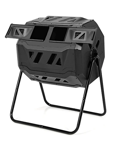 Costway Tumbling Composter 40 Gallon Garden Rotating Compost Bin w/Dual Chamber