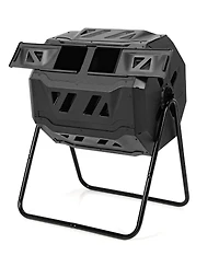 Costway Tumbling Composter 40 Gallon Garden Rotating Compost Bin w/Dual Chamber