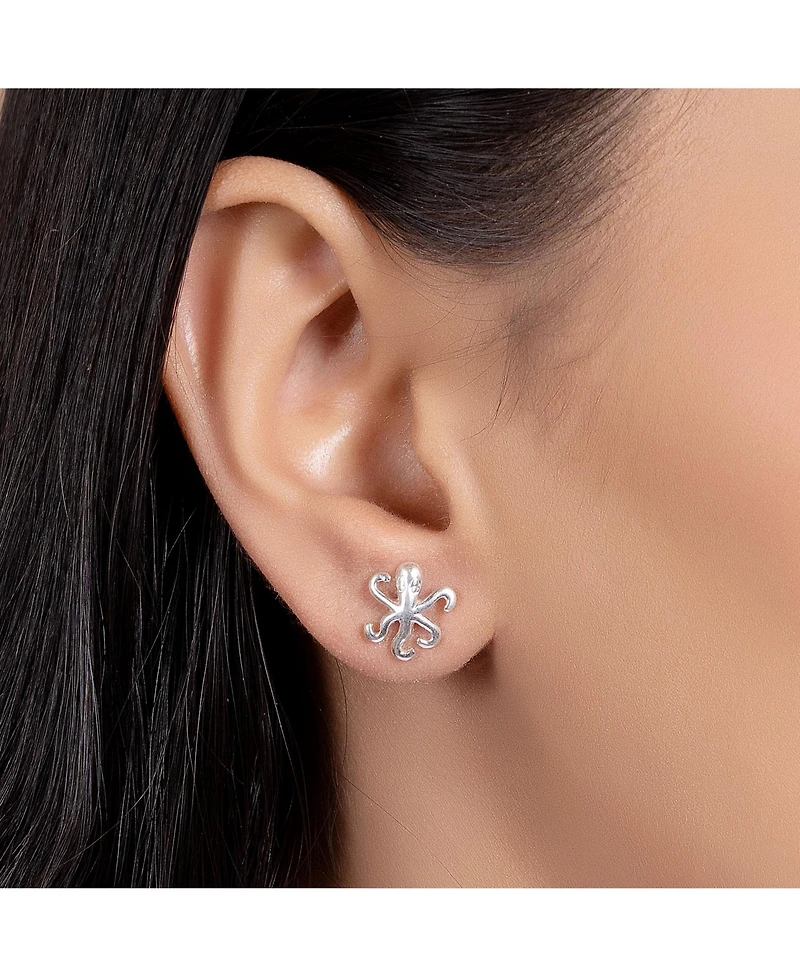 Bling Jewelry Set of 2 Nautical Ocean Marine Life Lobster and Octopus Stud Earrings Silver