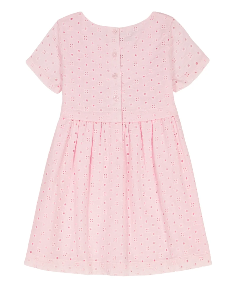 Calvin Klein Girls' 4-6X Eyelet Crewneck Dress