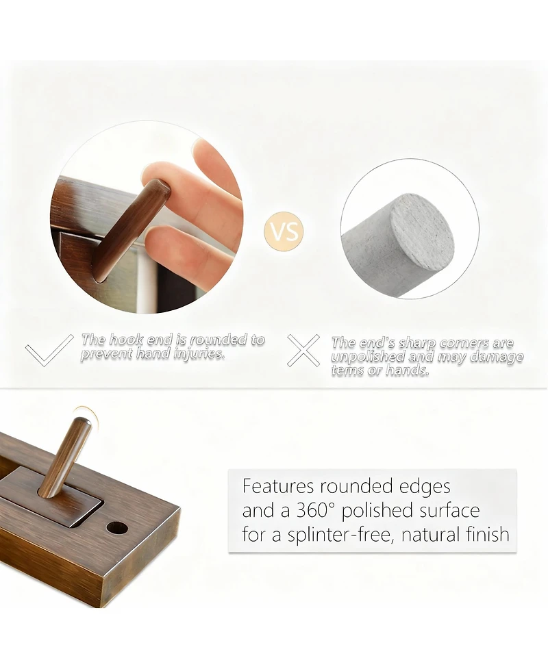 Yigii Wall-Mounted Coat Rack with 4 Hooks, High-Load Capacity, Adjustable Storage