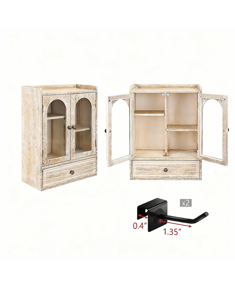 Yigii Wooden Storage Cabinet with Adjustable Shelves, Hooks, Drawer for Bathroom Vanity