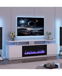 gaomon 70'' Fireplace Tv Stand with 36'' Electric Fireplace, High Gloss Entertainment Center for TVs Up to 80