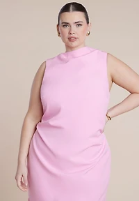 Eloquii Women's Combo Fabric Pleated Dress