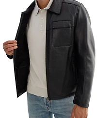 Regency Leathers Men's Capp Leather Shirt Jacket with Bonded Faux Shearling
