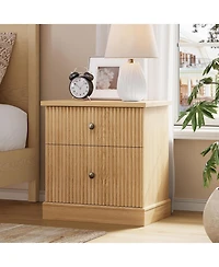 gaomon Fluted Nightstand with 2 Drawers, Mid Century Modern Bedside Table for Living Room