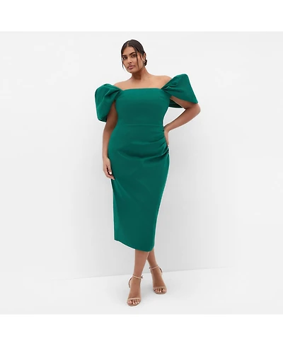 City Chic Women's Elyse Off Shoulder Midi Dress