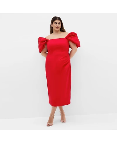 City Chic Women's Elyse Off Shoulder Midi Dress