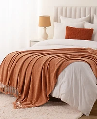 Battilo Lifestyle Chenille Throw with Fringe Tassels, 50" x 60"