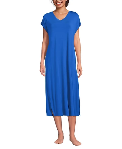 Lands' End Women's Cooling Cap Sleeve Midi Nightgown