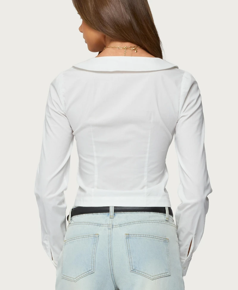 Edikted Women's Scoop Neck Tailored Button Up Shirt