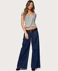 Edikted Women's Jimena Low Rise Wide Leg Jeans
