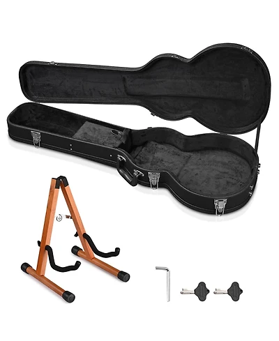 Yescom Electric Guitar Wooden Case for Lp Les Paul Type w/ Folding Guitar Stand