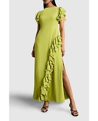 Warehouse Women's Side Split Ruffle Detail Maxi Dress
