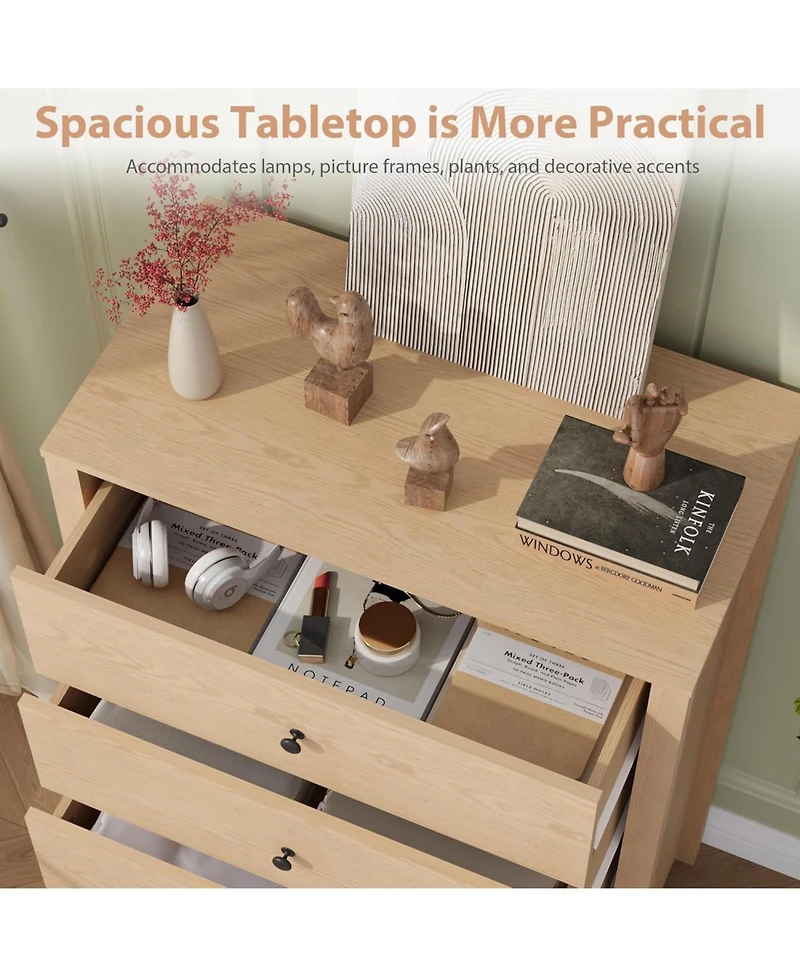 gaomon Modern 5-Drawer Dresser, Simple Wooden Chest with Deep Drawers, Space-Saving Storage for Bedroom, Living Room, Hallway