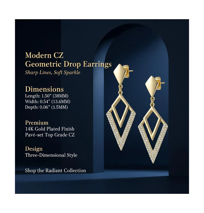 Rachel Glauber Cubic Zirconia Geometric Drop Earrings