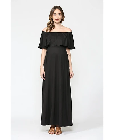 Hello Miz Maternity Off-Shoulder Ruffled Maxi Dress