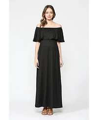 Hello Miz Maternity Off-Shoulder Ruffled Maxi Dress