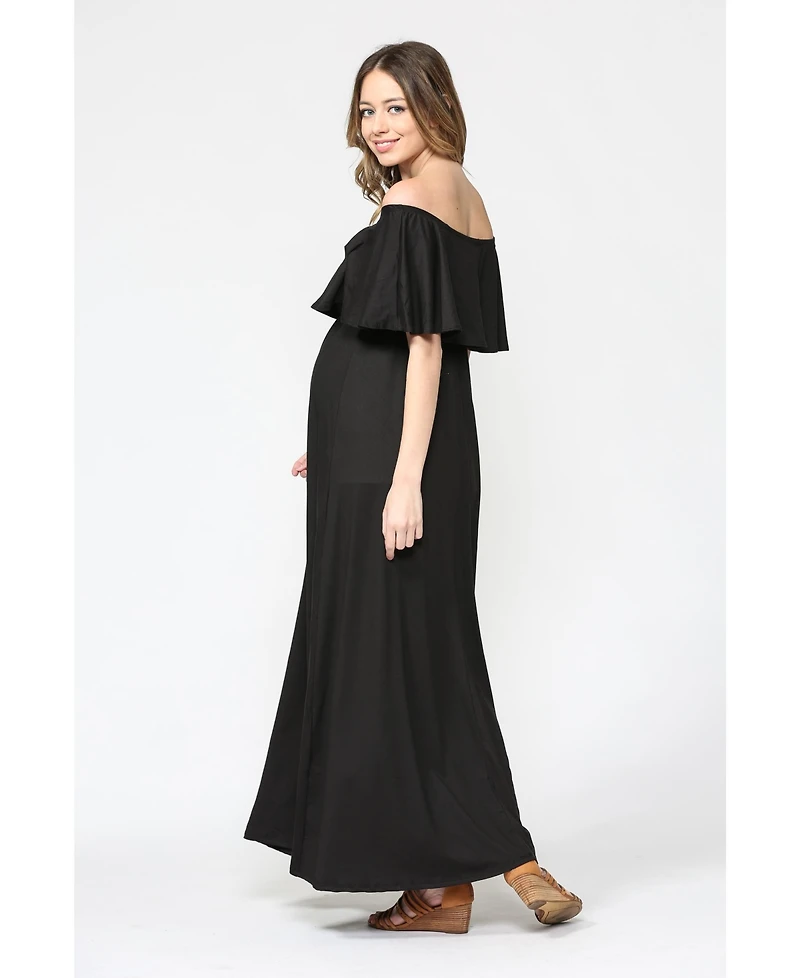 Hello Miz Maternity Off-Shoulder Ruffled Maxi Dress