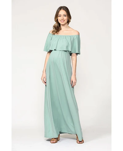 Hello Miz Maternity Off-Shoulder Ruffled Maxi Dress