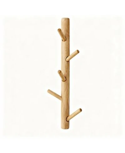 Yigii Oak Wood Wall Mounted Coat Rack For Coats Hats Towels Purse