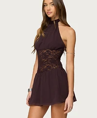 Edikted Women's Lizette Sheer Lacey Chiffon Mini Dress