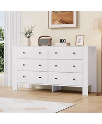 gaomon 6 Drawer Dresser for Bedroom, Modern Wide Dresser Organizer with Storage Drawers, Wooden Chests of Drawers for Bedroom, Entryway, Hallway, Home