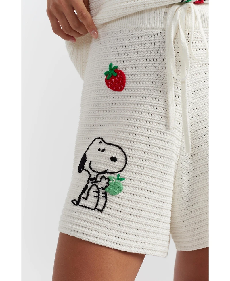 Chinti & Parker Women's Cotton Snoopy Crochet Shorts