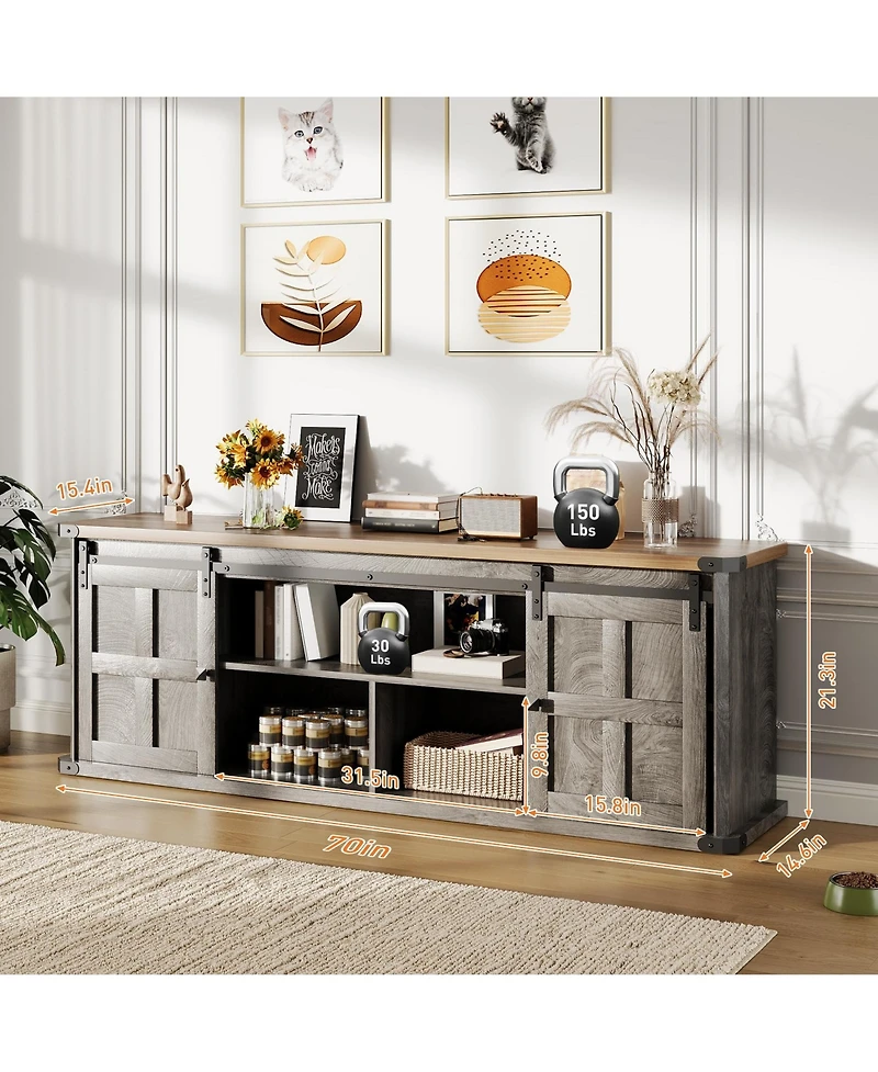 Gaomon Farmhouse Tv Stand for 75 Inch Tv