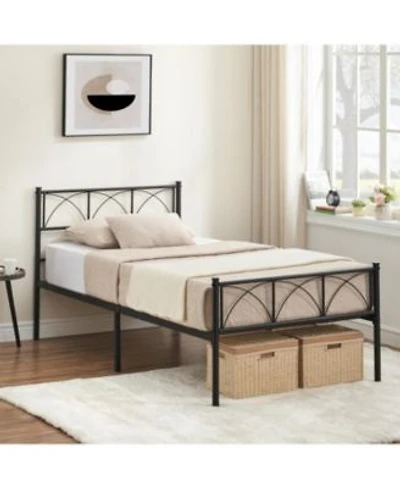 Gaomon Twin Size Sturdy Modern Stylish Iron Bed Frame With Headboard Footboard Metal Platform Bed Simple Assembly No Box Spring Needed.