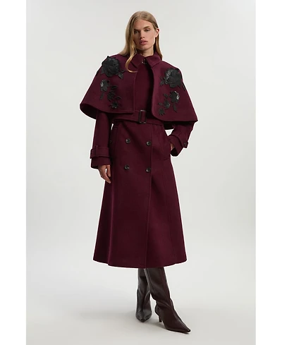 Karen Millen Women's Tailored Funnel-Neck Cape Midi Coat