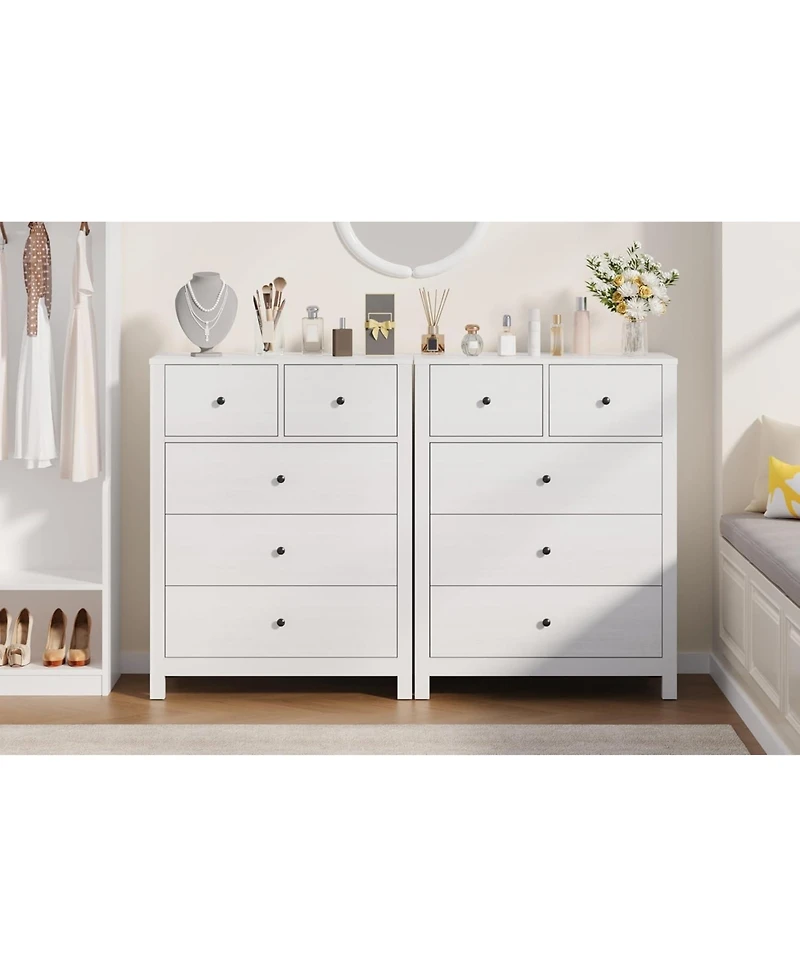 gaomon White 5 Drawer Dresser for Bedroom, Modern Tall Dresser Organizer with Storage Drawers, Wooden Chests of Drawers for Bedroom, Entryway, Hallway